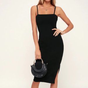 Lulu's Paulina Black Bodycon Midi Dress